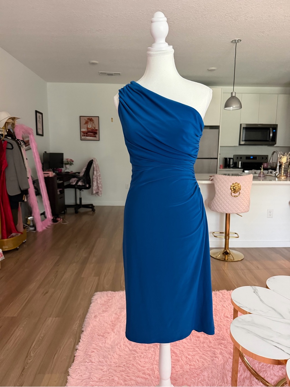 Lauren Ralph Lauren One-Shoulder Royal Blue Cocktail Dress - size S
